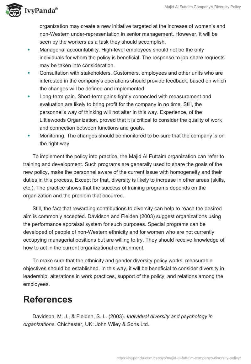 Majid Al Futtaim Company's Diversity Policy. Page 5