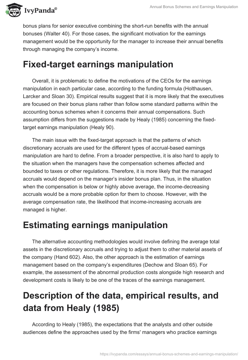 Annual Bonus Schemes and Earnings Manipulation. Page 2