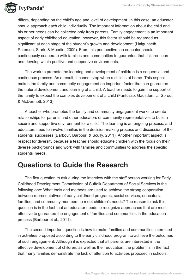 Educator’s Philosophy Statement and Research. Page 2