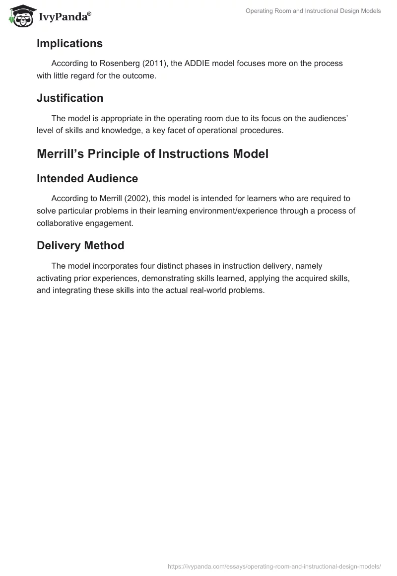 Operating Room and Instructional Design Models. Page 4