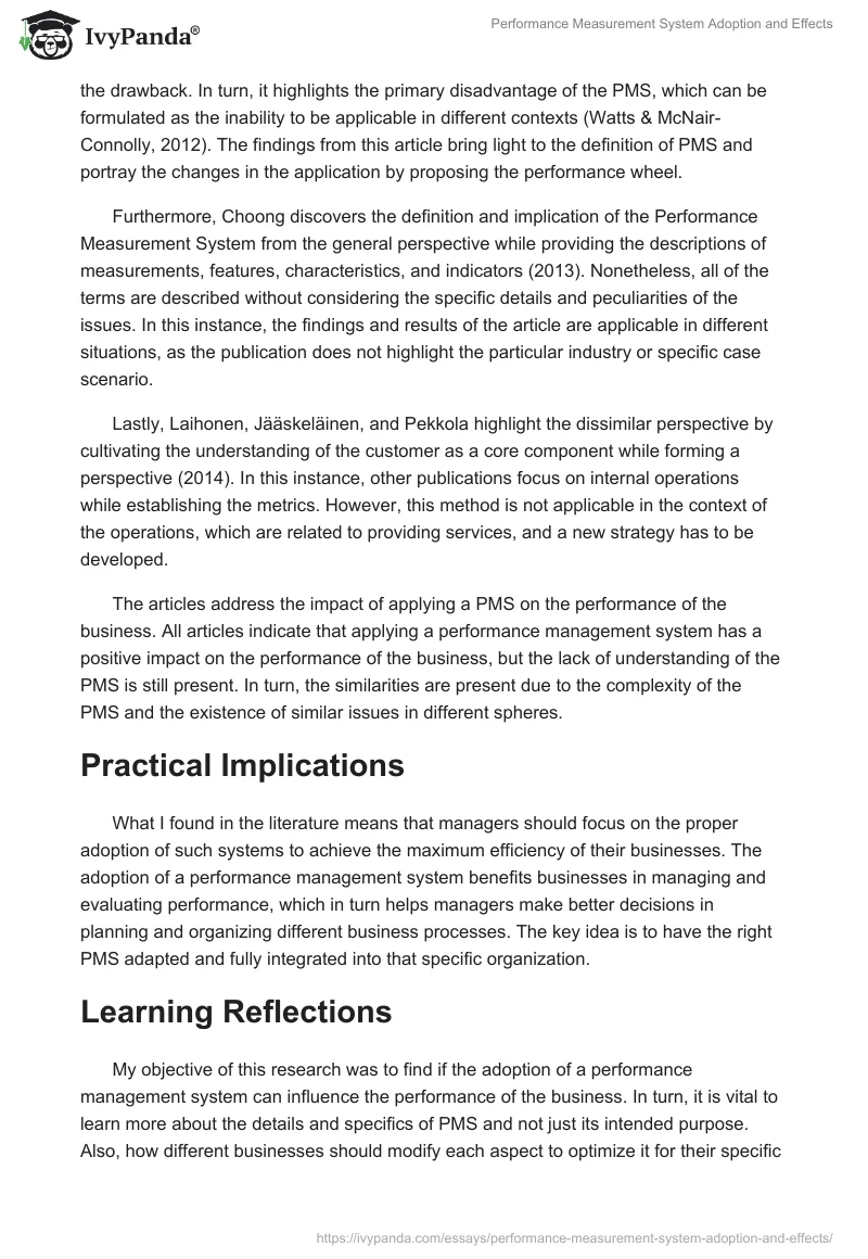 Performance Measurement System Adoption and Effects. Page 4