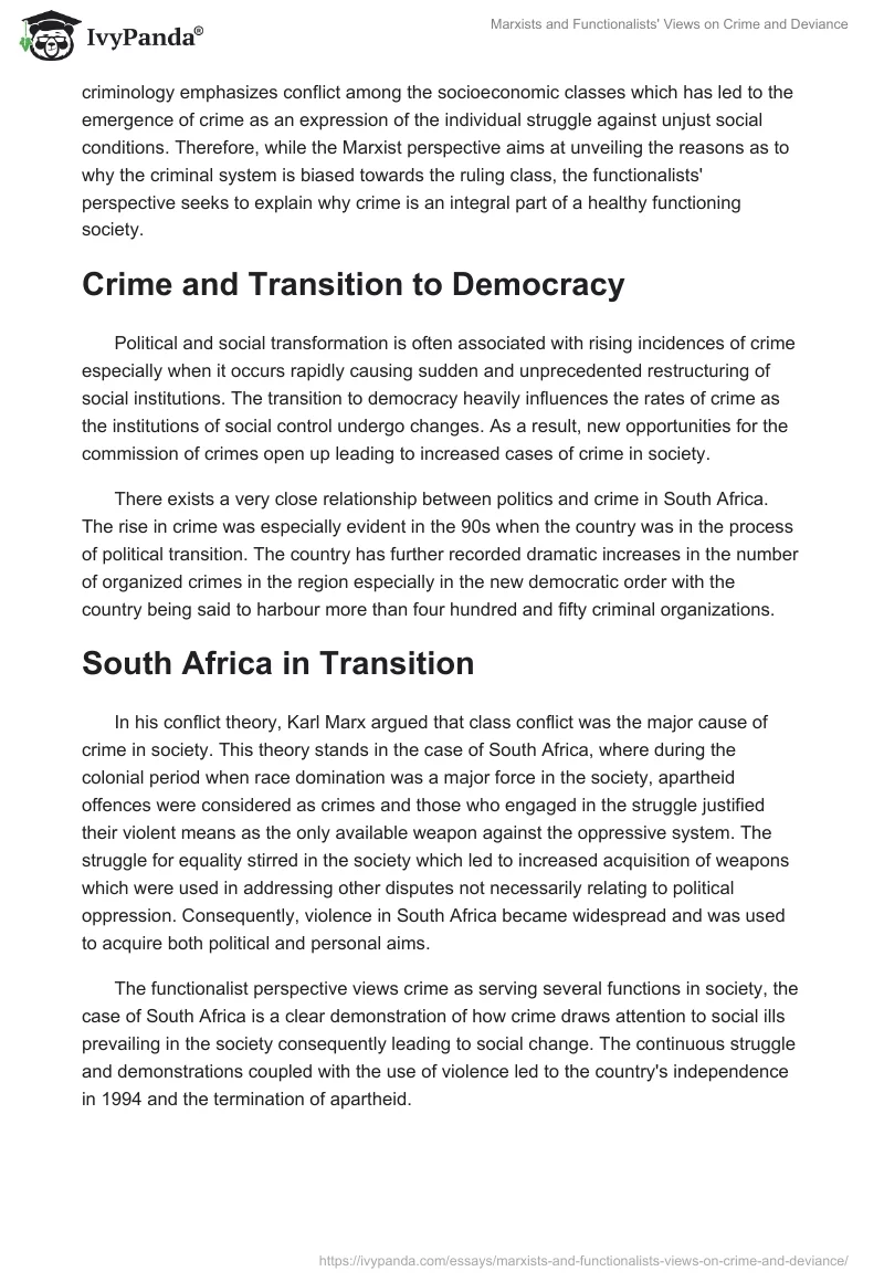 Marxists and Functionalists' Views on Crime and Deviance. Page 2
