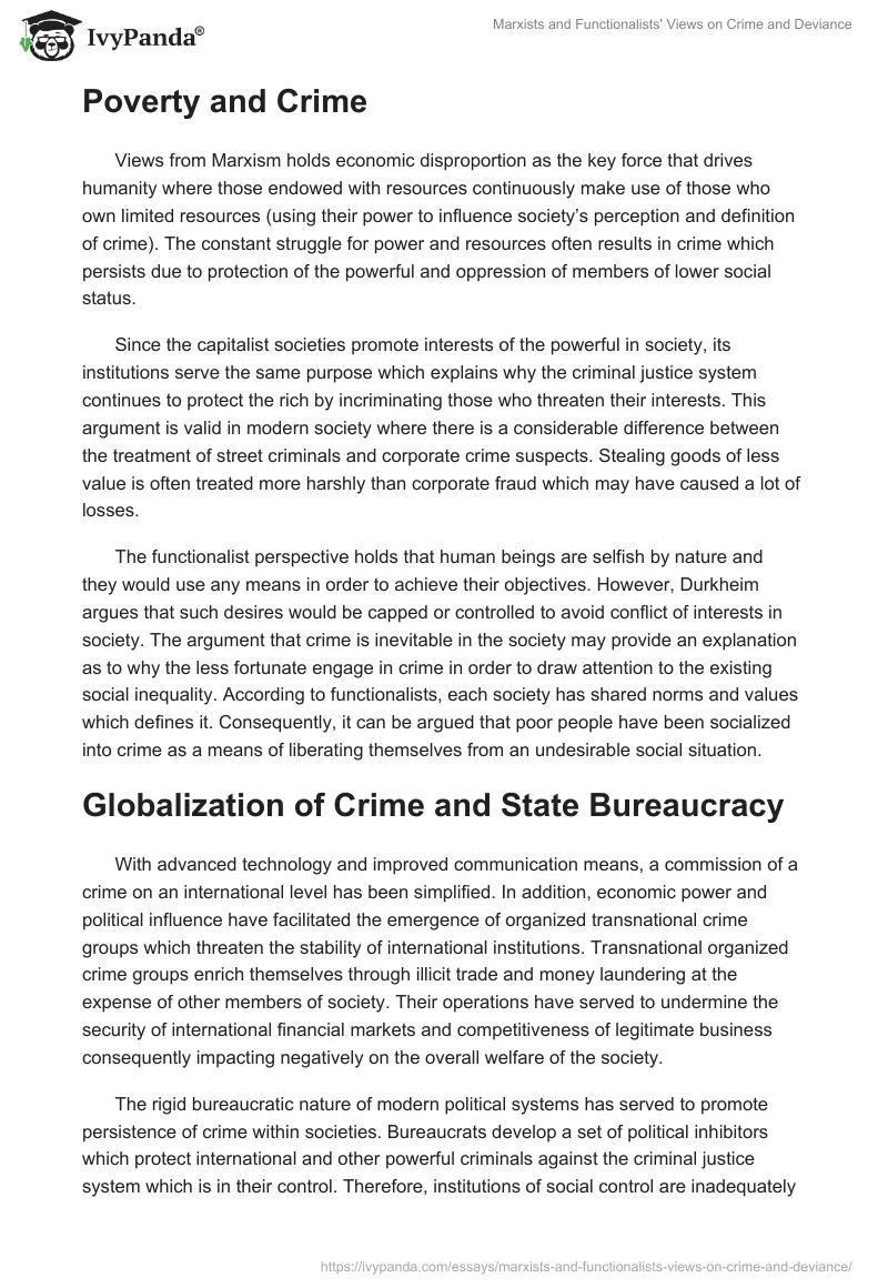 Marxists and Functionalists' Views on Crime and Deviance. Page 3
