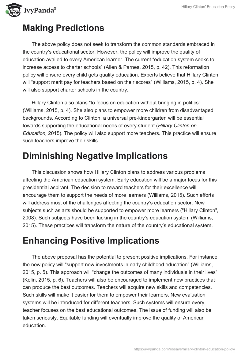 Hillary Clinton' Education Policy. Page 2