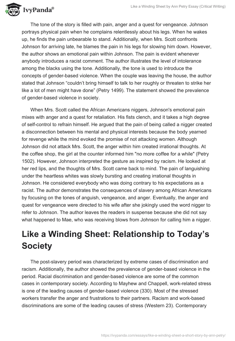 Like a Winding Sheet by Ann Petry Essay (Critical Writing). Page 2