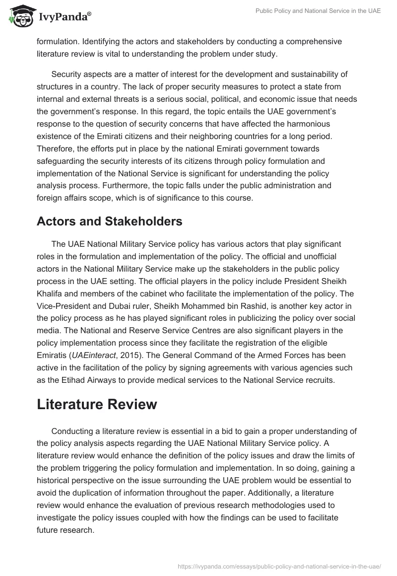 Public Policy and National Service in the UAE. Page 3