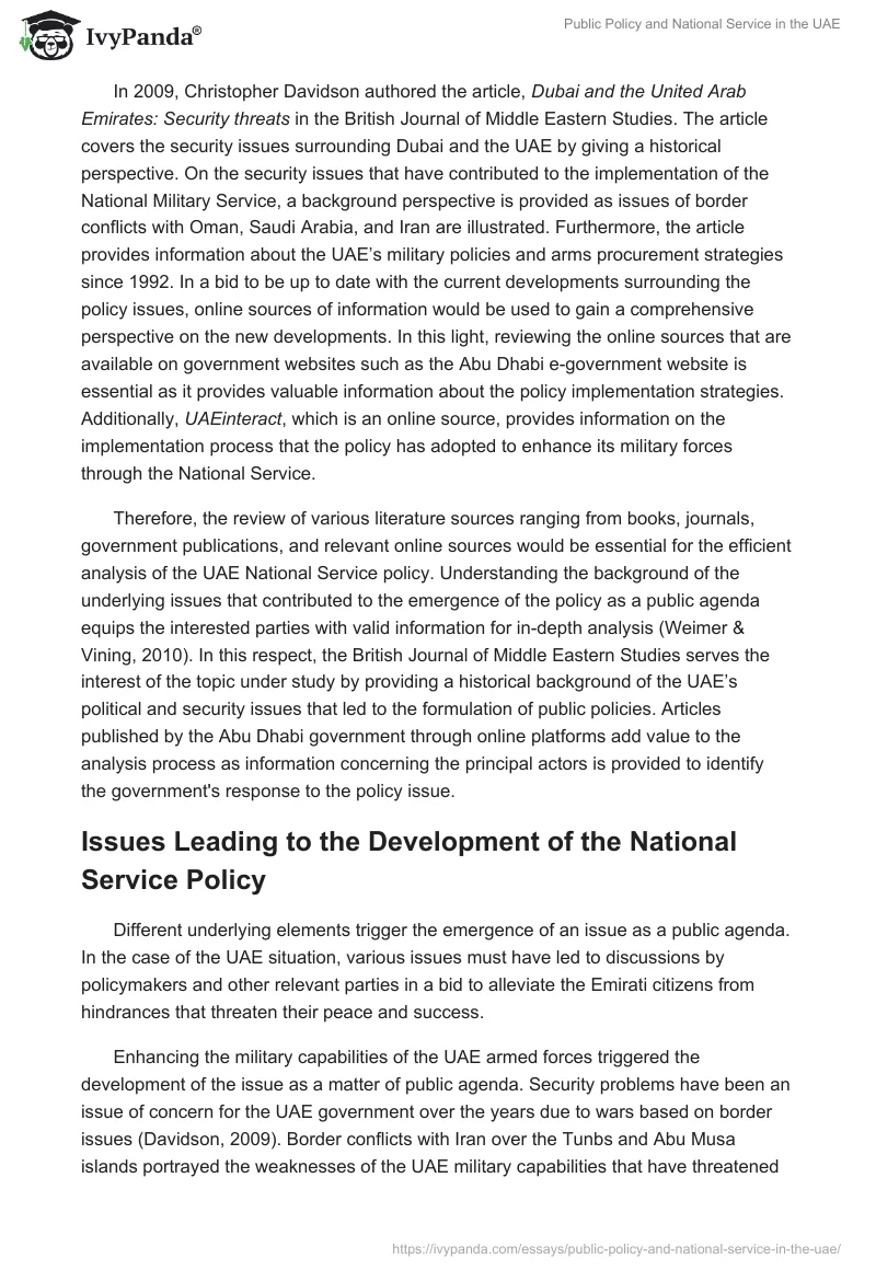 Public Policy and National Service in the UAE. Page 4
