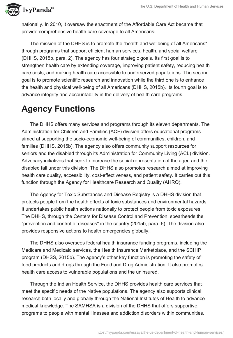 The U.S. Department of Health and Human Services. Page 2