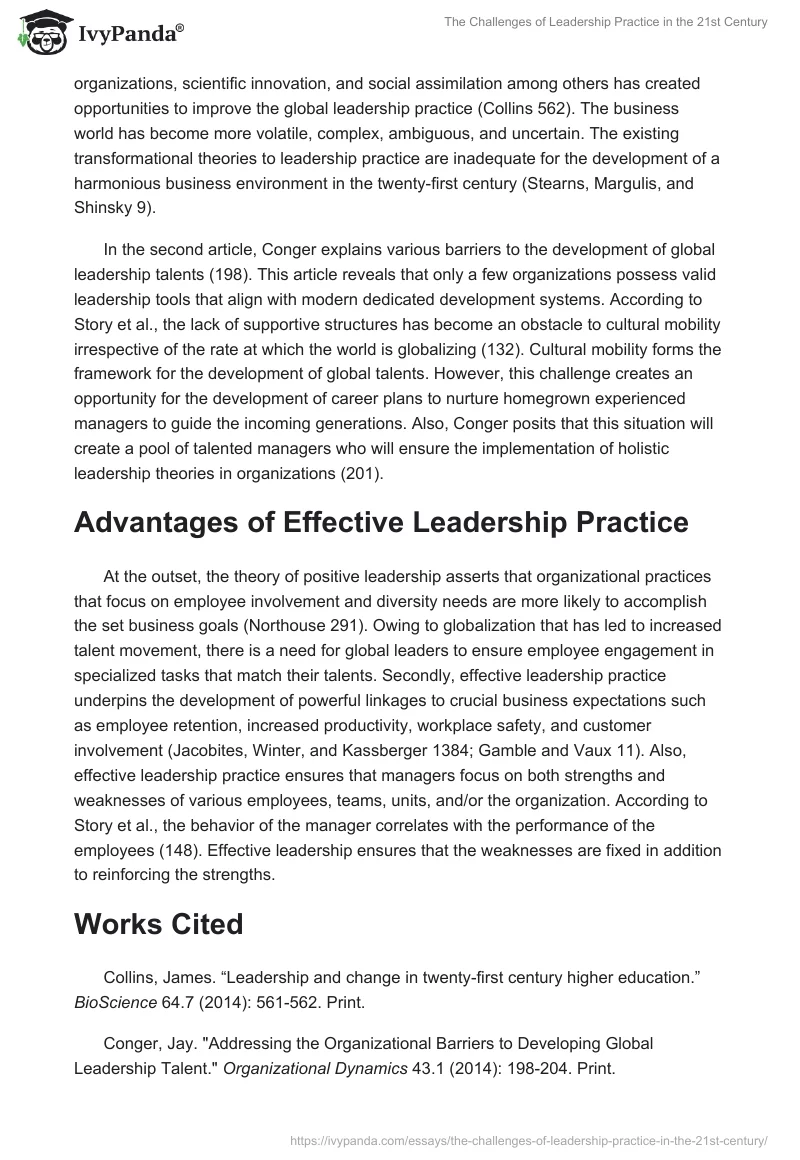 The Challenges of Leadership Practice in the 21st Century. Page 2