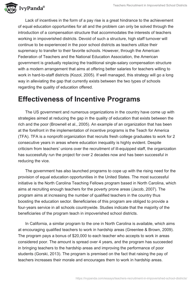 Teachers Recruitment in Impoverished School Districts. Page 3