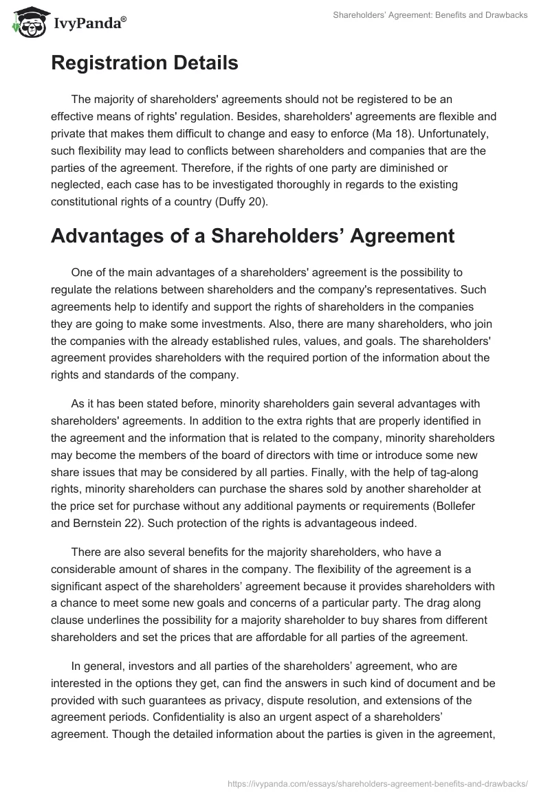 Shareholders’ Agreement: Benefits and Drawbacks. Page 5