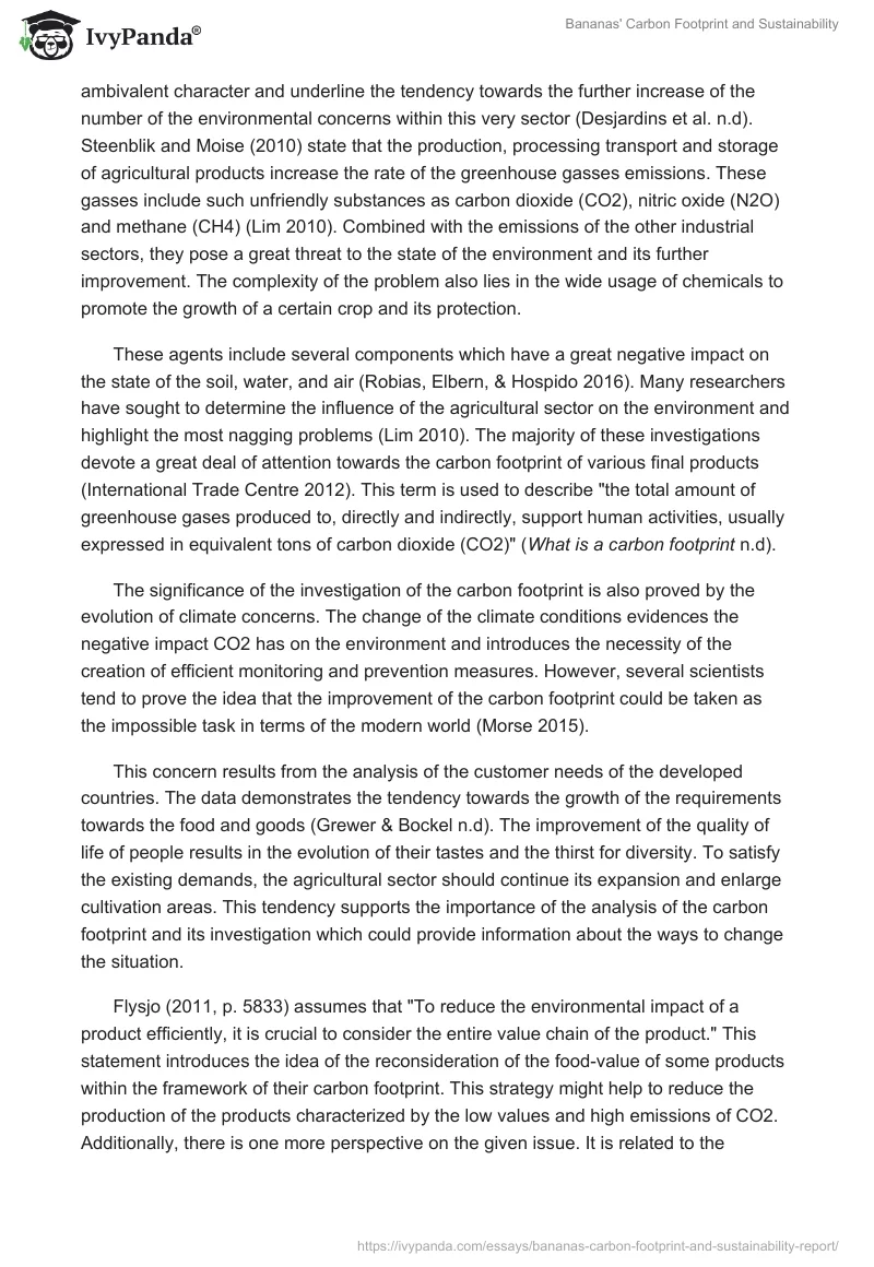 Bananas' Carbon Footprint and Sustainability. Page 2