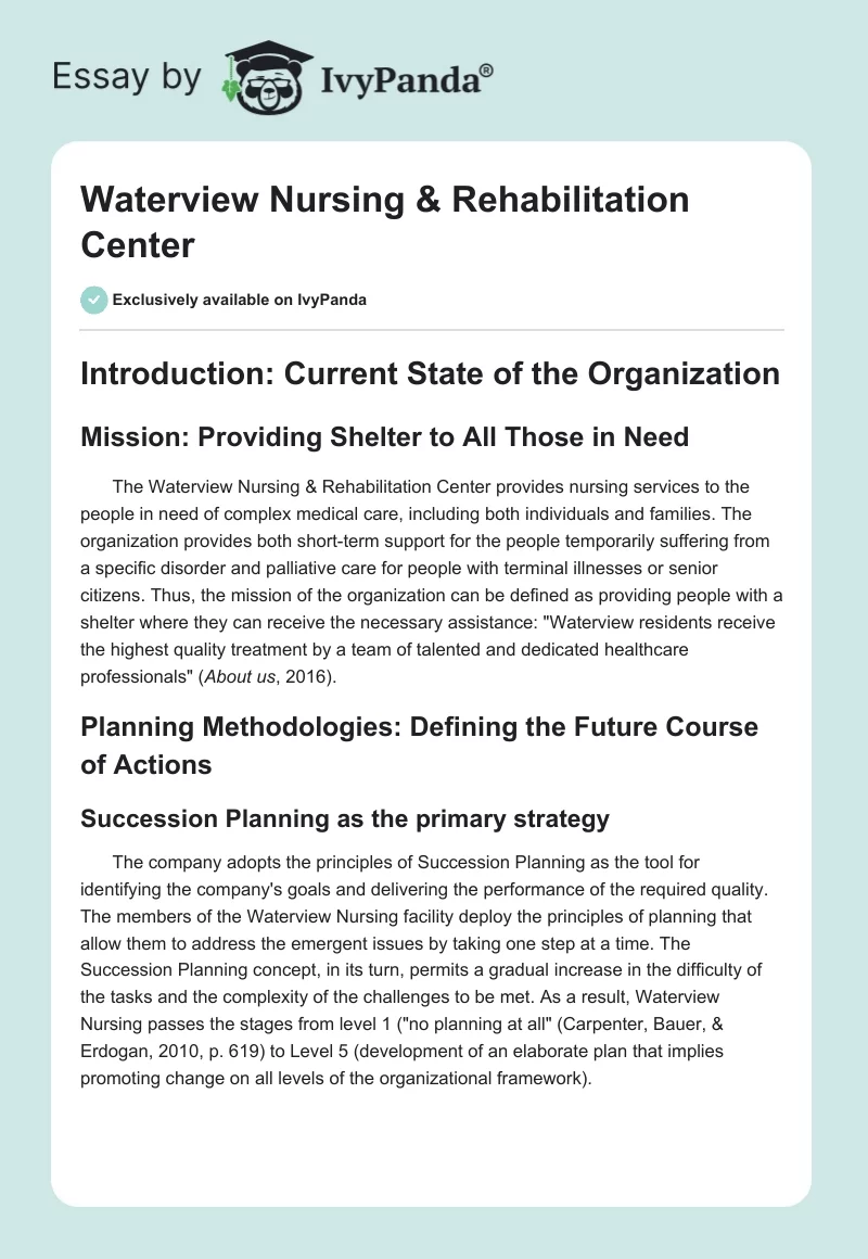 Waterview Nursing & Rehabilitation Center. Page 1