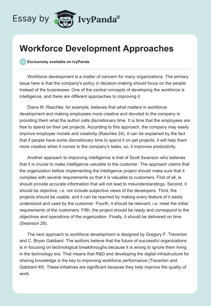 Workforce Development Approaches. Page 1