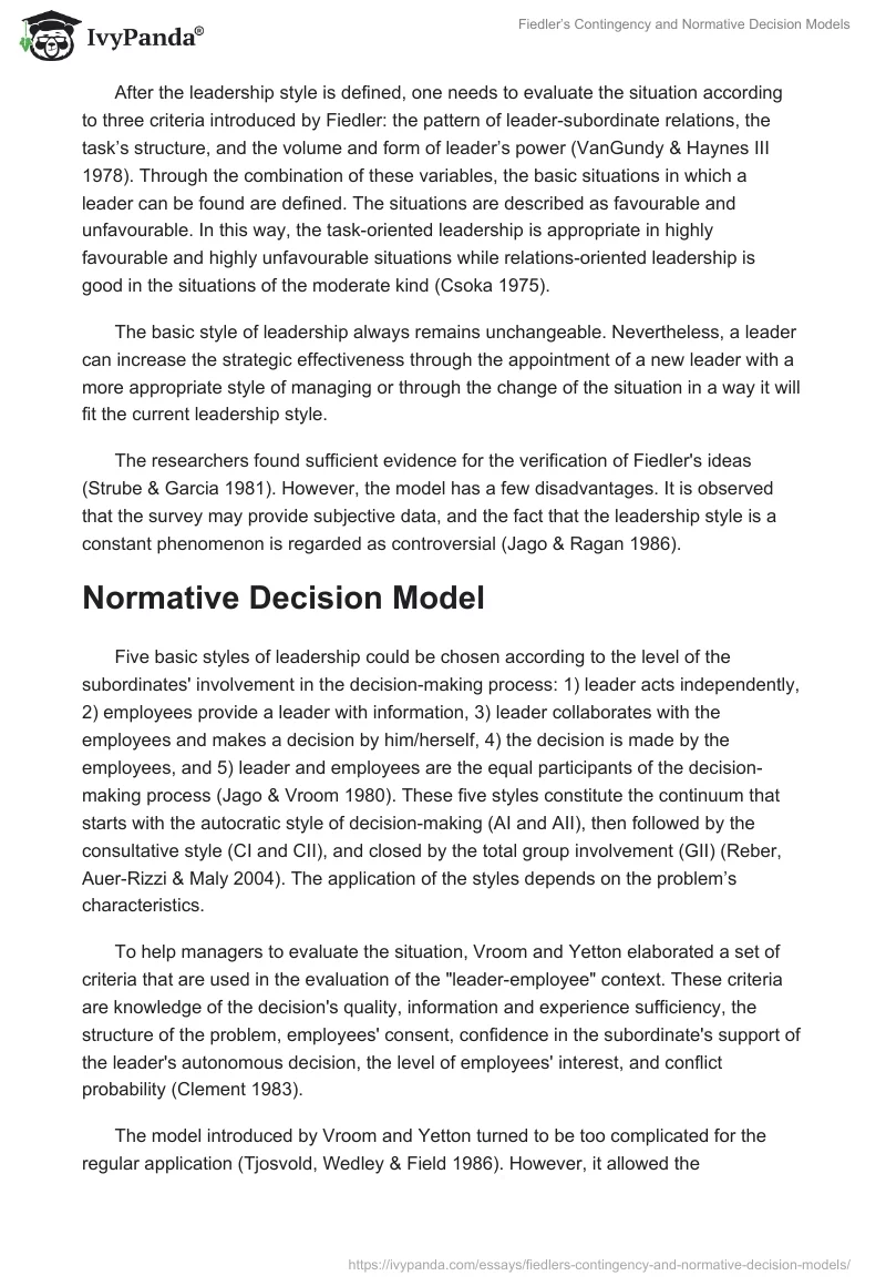 Fiedler’s Contingency and Normative Decision Models. Page 2