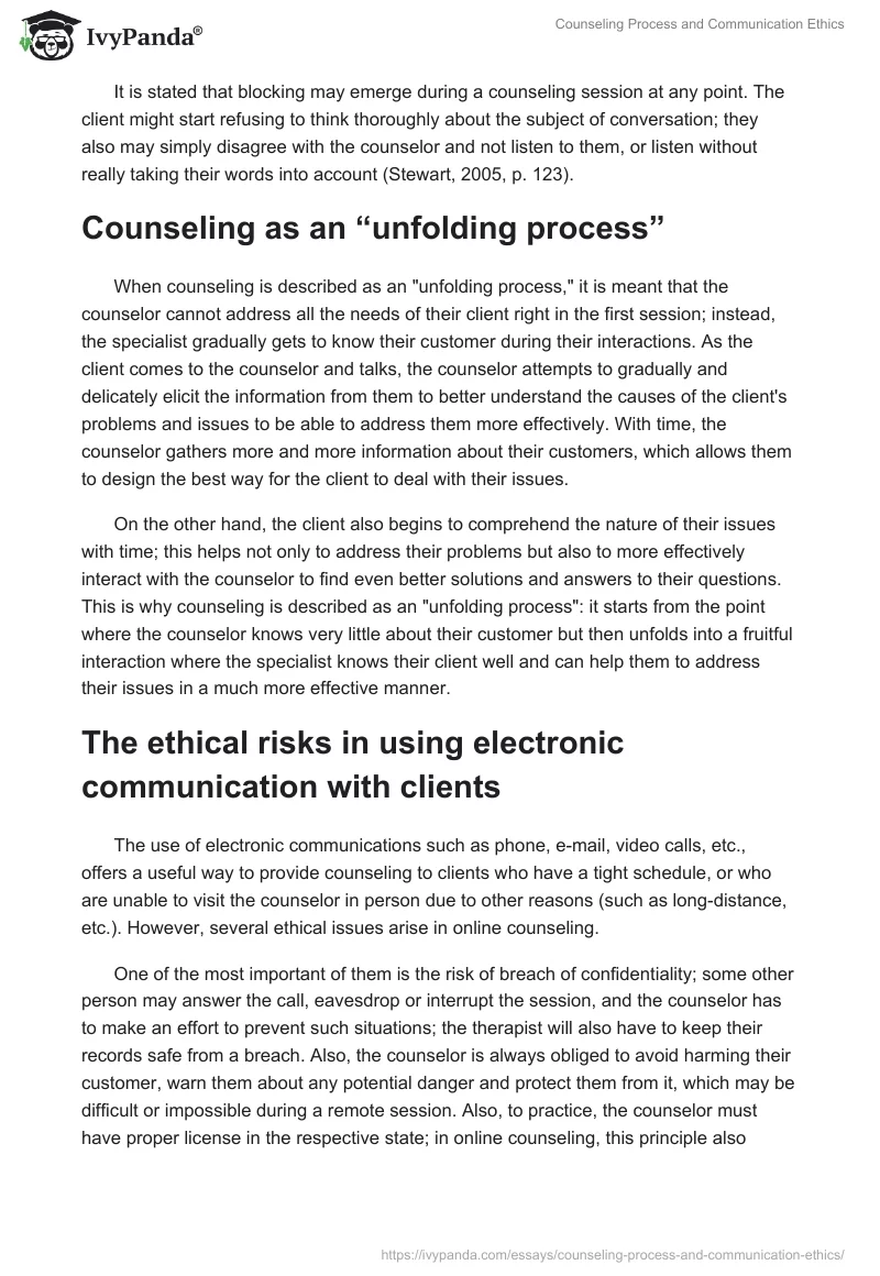 Counseling Process and Communication Ethics. Page 4