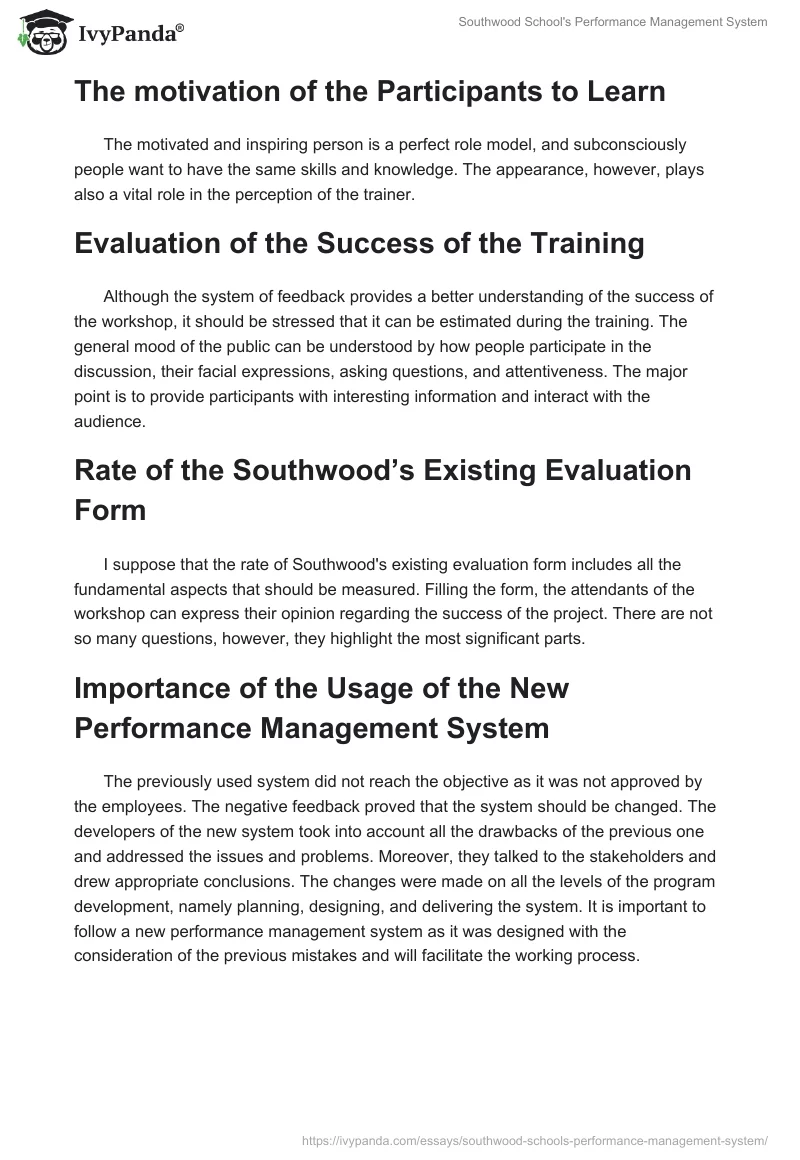 Southwood School's Performance Management System. Page 4