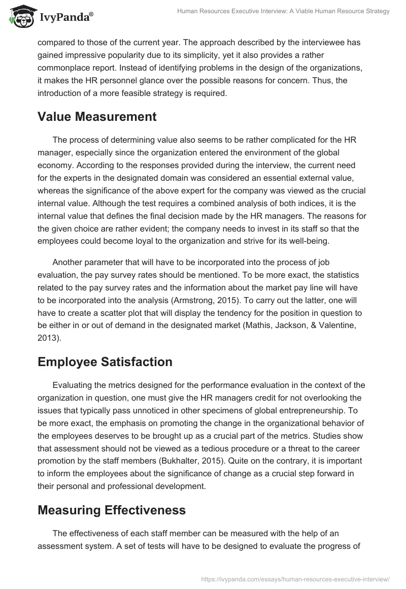 Human Resources Executive Interview: A Viable Human Resource Strategy. Page 3