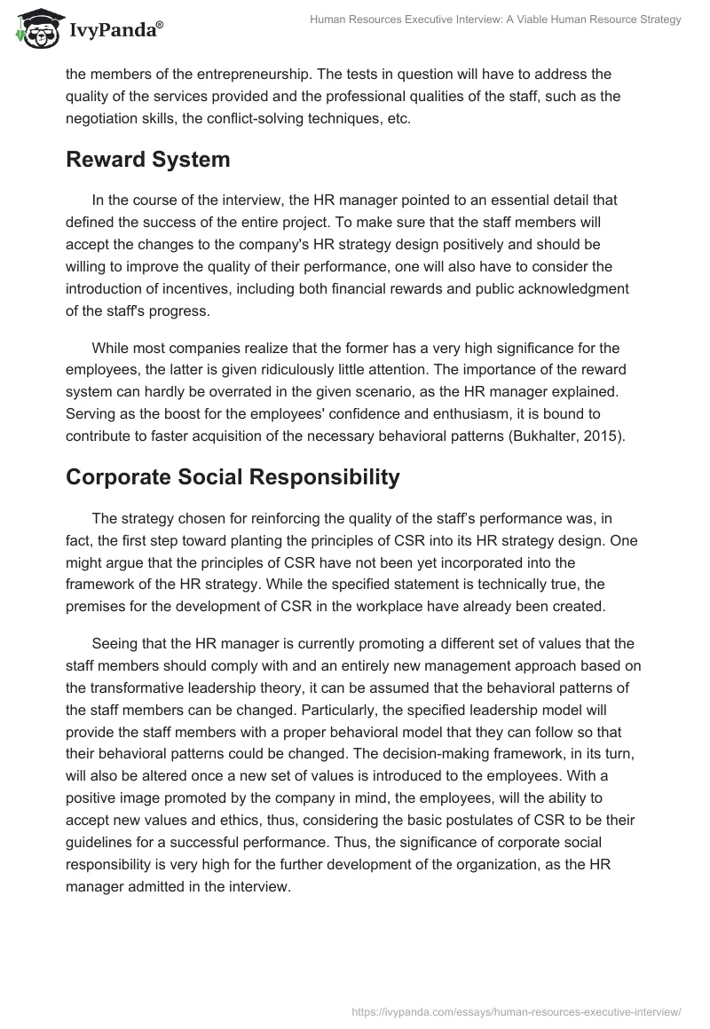 Human Resources Executive Interview: A Viable Human Resource Strategy. Page 4