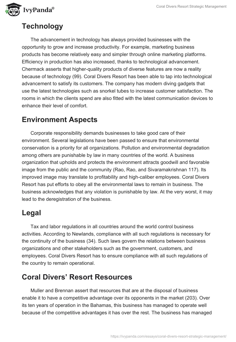 Coral Divers Resort Strategic Management. Page 3