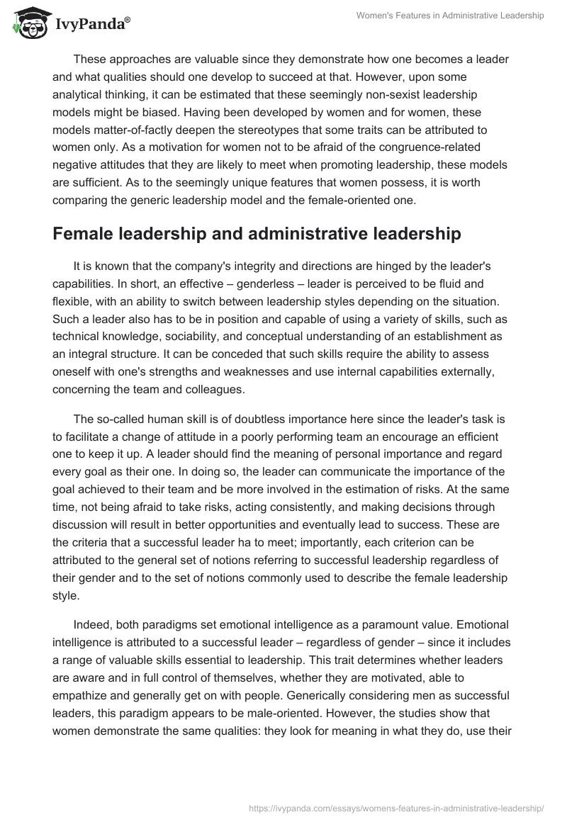 Women's Features in Administrative Leadership. Page 5