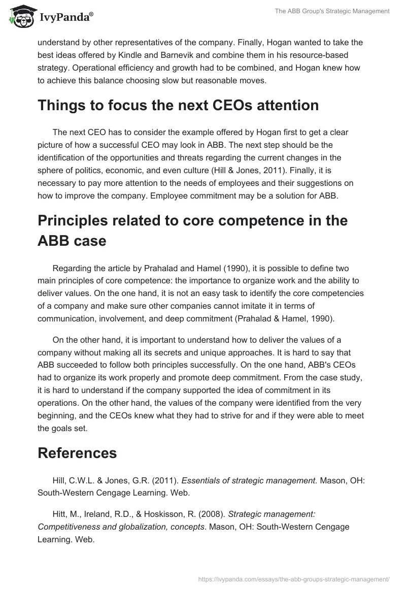 The ABB Group's Strategic Management. Page 4