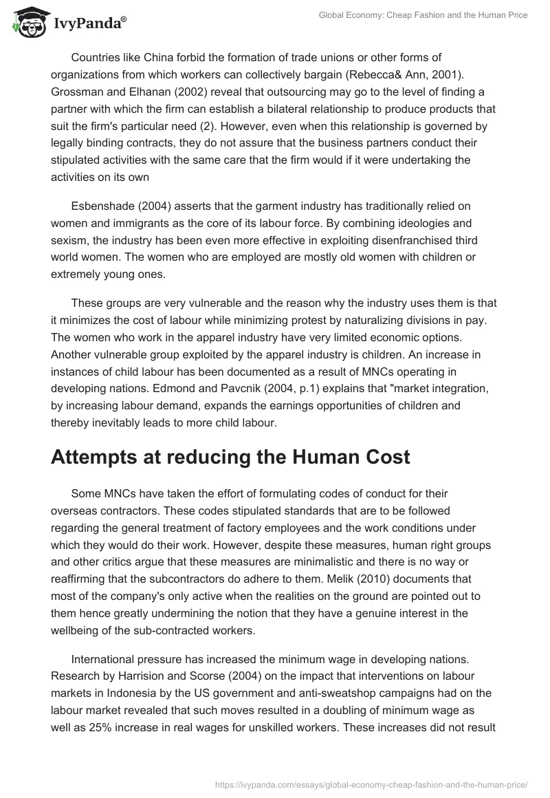 Global Economy: Cheap Fashion and the Human Price. Page 4