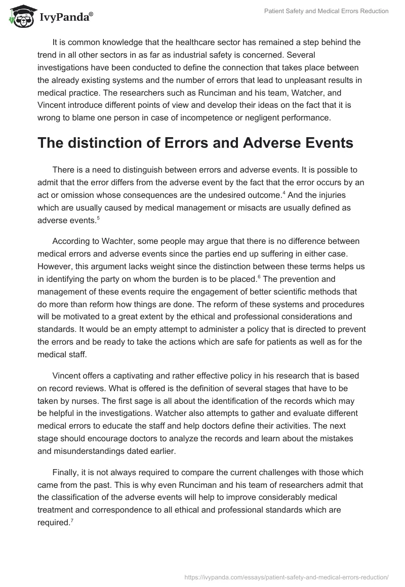 Patient Safety and Medical Errors Reduction. Page 2