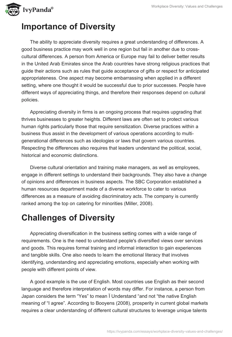 Workplace Diversity: Values and Challenges. Page 2
