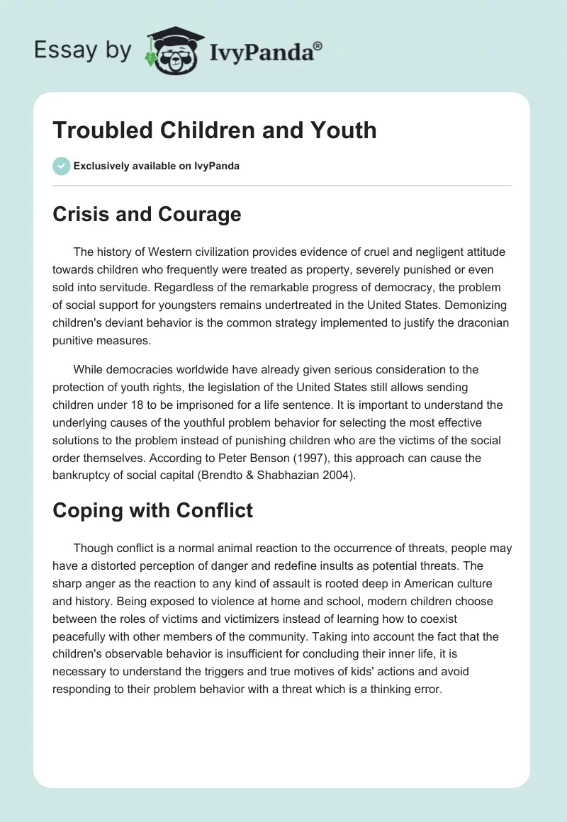 Troubled Children and Youth. Page 1