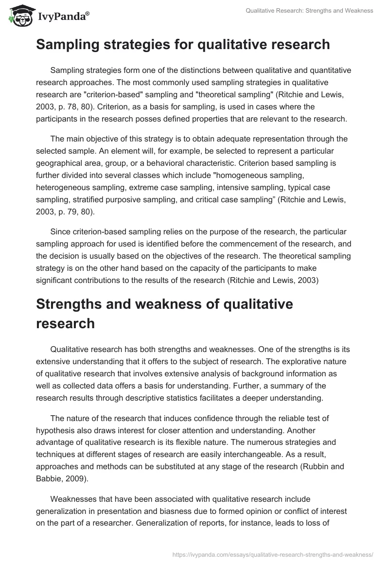 Qualitative Research: Strengths and Weakness. Page 3