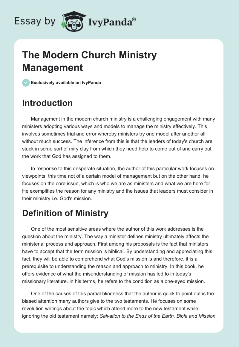 The Modern Church Ministry Management. Page 1