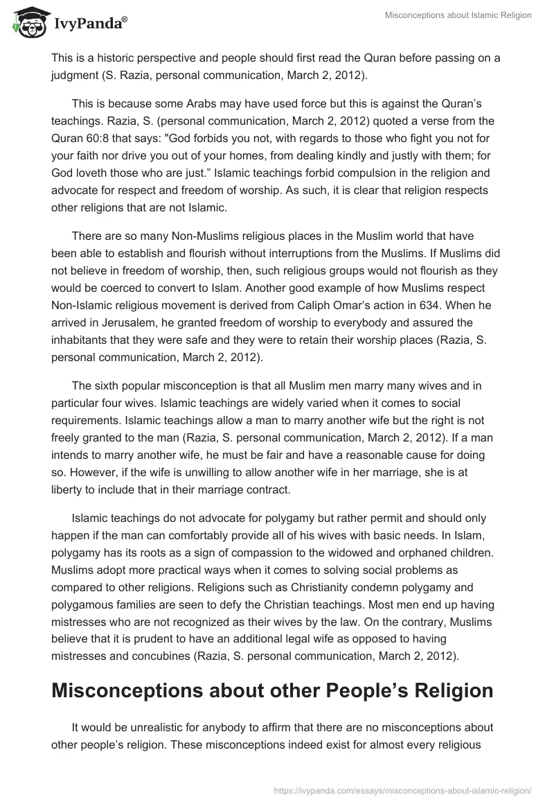 Misconceptions about Islamic Religion. Page 3
