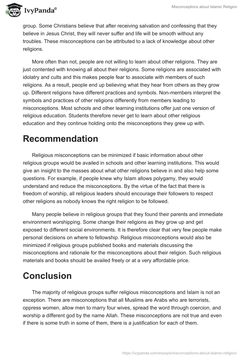Misconceptions about Islamic Religion. Page 4