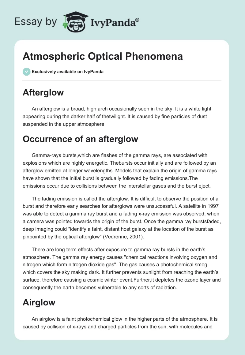 Atmospheric Optical Phenomena. Page 1