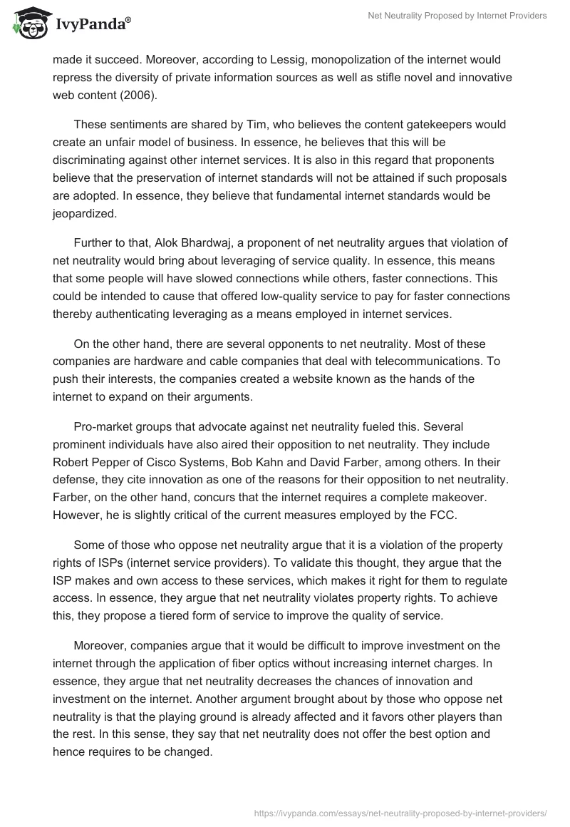 Net Neutrality Proposed by Internet Providers. Page 4