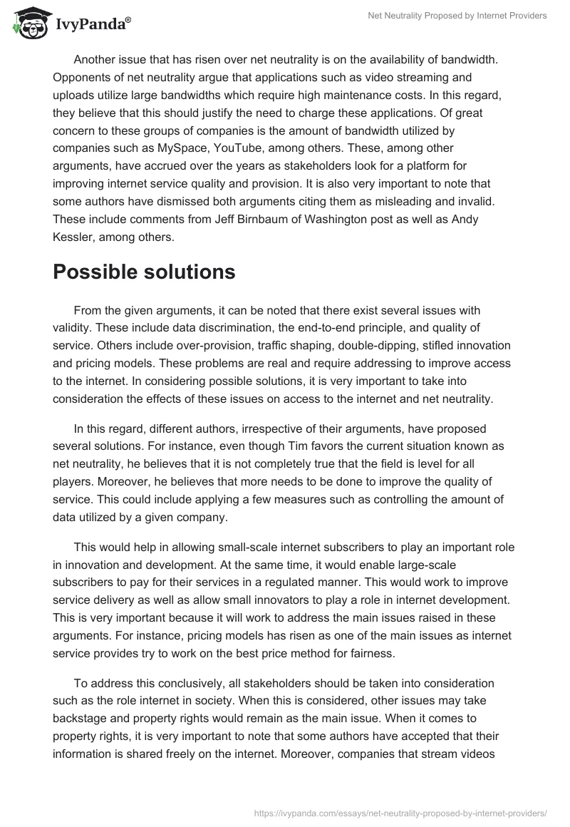 Net Neutrality Proposed by Internet Providers. Page 5
