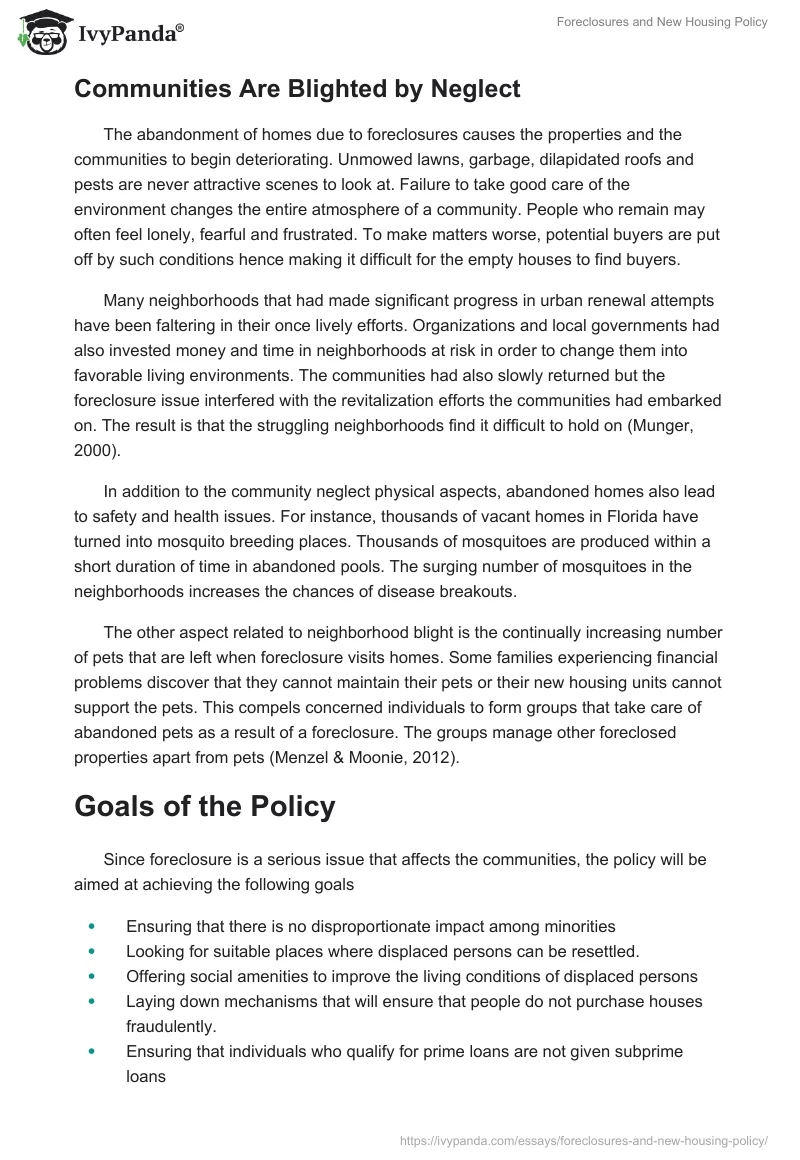 Foreclosures and New Housing Policy. Page 5