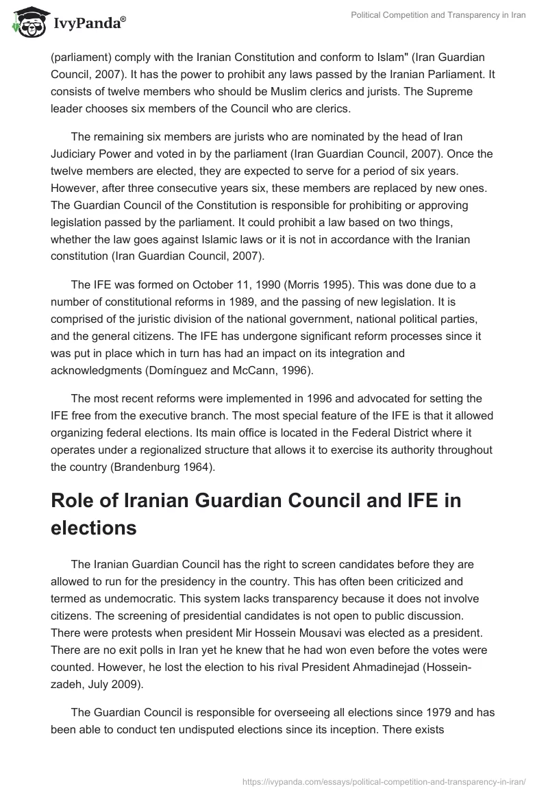 Political Competition and Transparency in Iran. Page 2