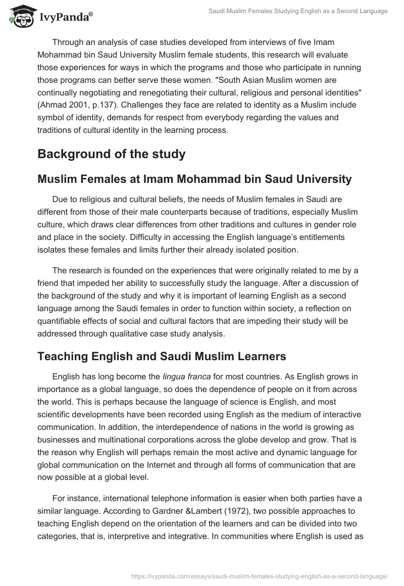 Saudi Muslim Females Studying English as a Second Language. Page 2