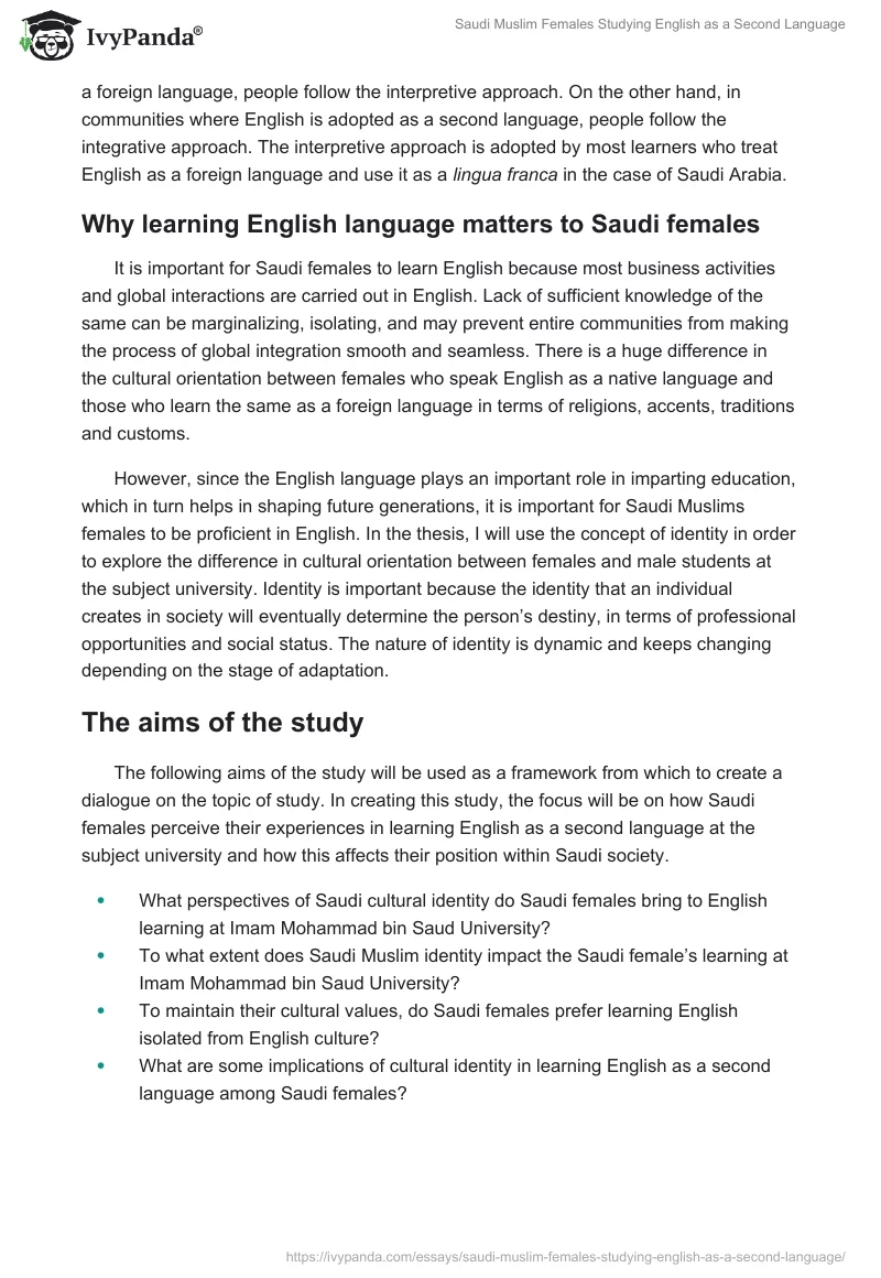 Saudi Muslim Females Studying English as a Second Language. Page 3