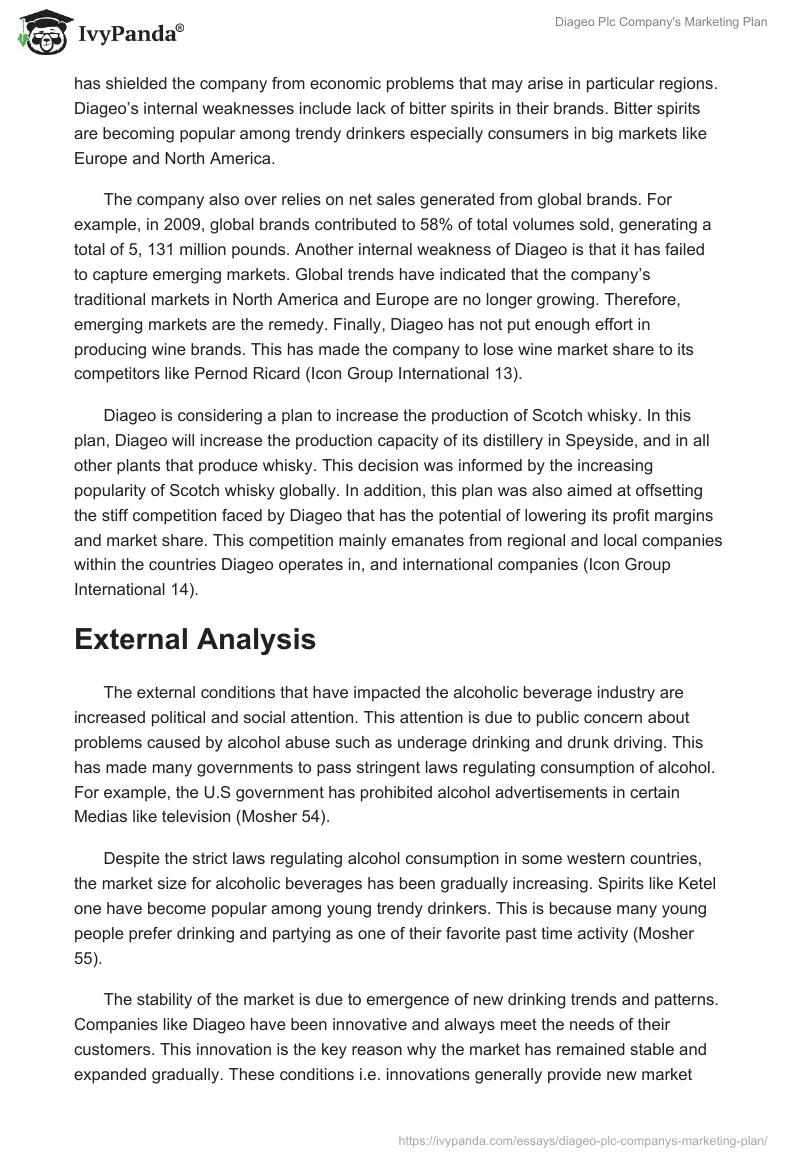 Diageo Plc Company's Marketing Plan. Page 2