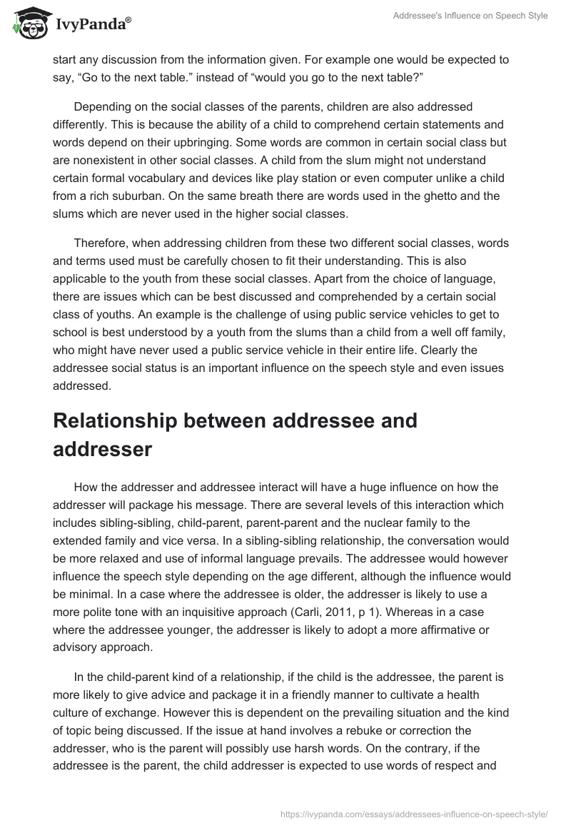 Addressee's Influence on Speech Style. Page 3