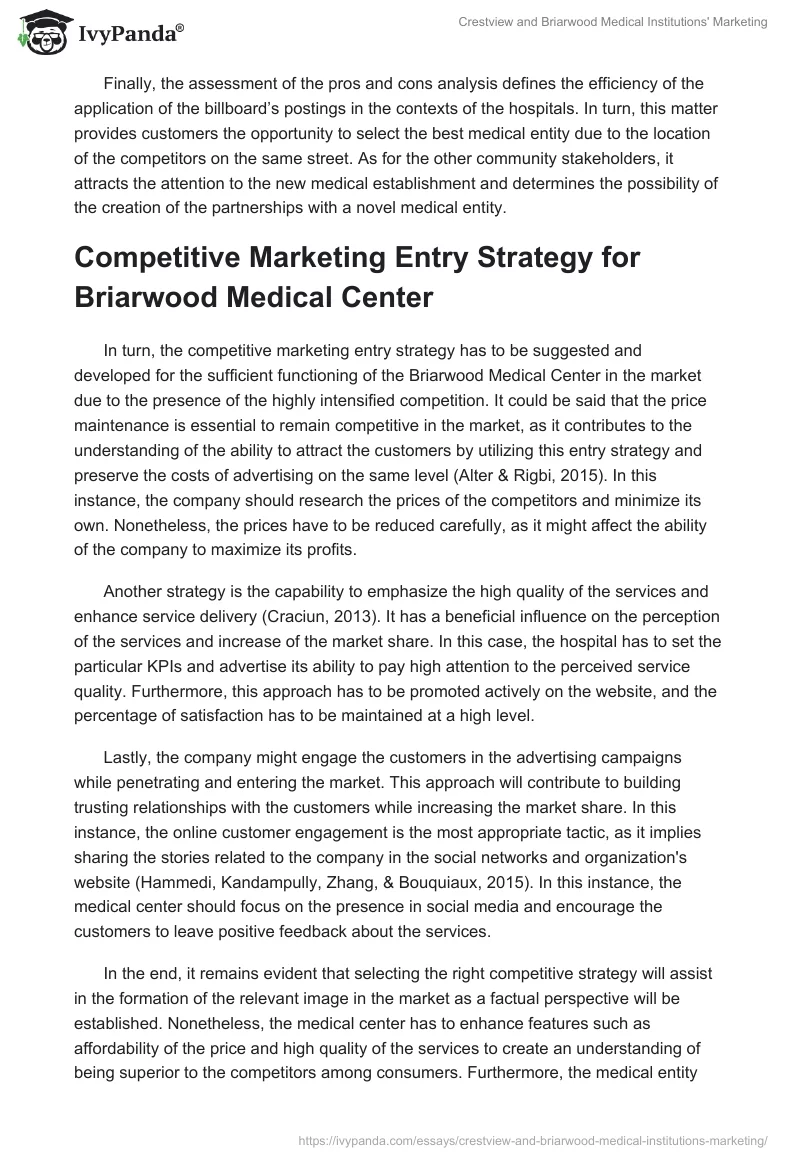 Crestview and Briarwood Medical Institutions' Marketing. Page 2