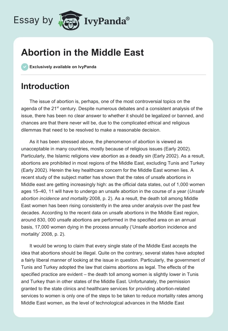Abortion in the Middle East. Page 1