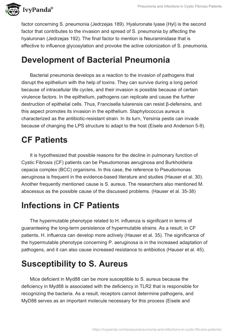 Pneumonia and Infections in Cystic Fibrosis Patients. Page 2