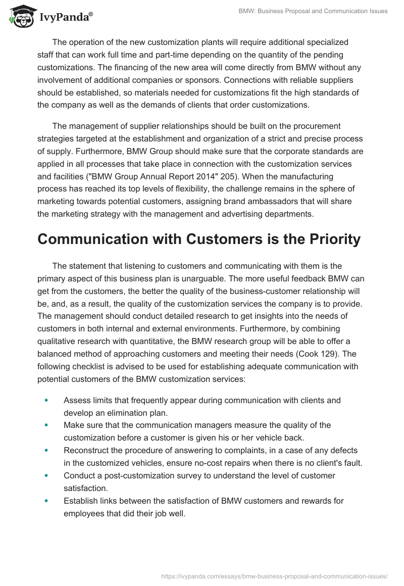 BMW: Business Proposal and Communication Issues. Page 3