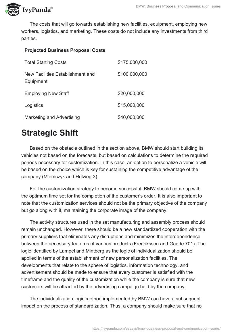 BMW: Business Proposal and Communication Issues. Page 5