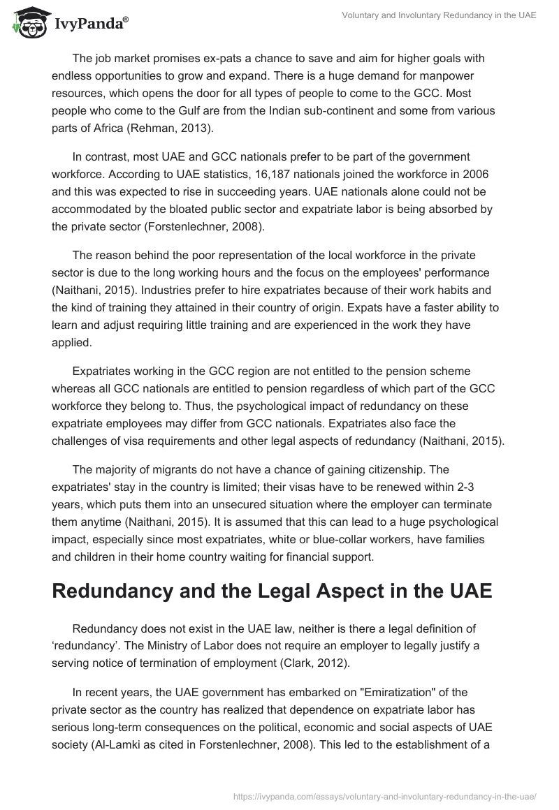 Voluntary and Involuntary Redundancy in the UAE. Page 4