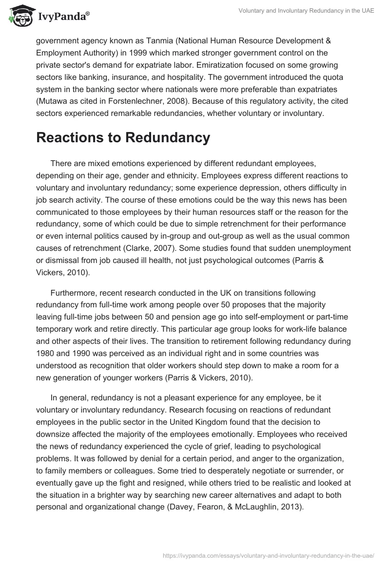 Voluntary and Involuntary Redundancy in the UAE. Page 5